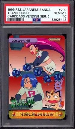 1999 Pokemon Japanese Bandai Carddass Vending Series 6 Team Rocket #209 PSA 10 - Image 1