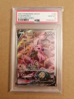 Pokemon Espeon V Evolving Skies Full Alt Art #180 PSA 10 Gem Mint - Image 1