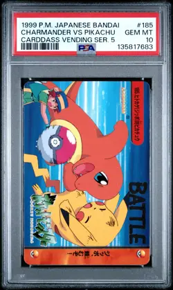 Pokemon Japanese Bandai Charmander VS Pikachu 185 PSA 10 GEM MT Carddass Anime 5 - Image 3