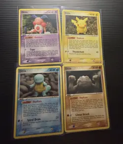 2005 Pokemon EX Delta Species Lot of 4 Ditto, Mr Mime Pikachu Squirtle Geodude - Image 1