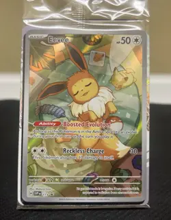 Eevee 173 Prismatic Evolutions: Full Art Pokemon Center Stamped Promo Sealed - Image 1
