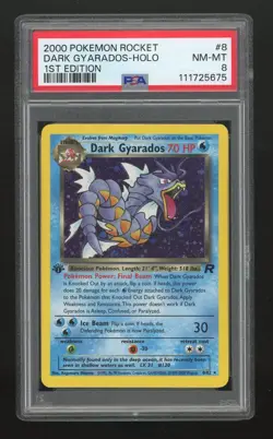Pokemon PSA 8 NM MT Dark Gyarados Holo 8/82 1st Edition 2000 Rocket WOTC - Image 1