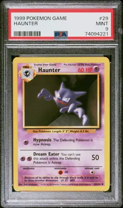 1999 POKEMON BASE SET UNLIMITED #29 HAUNTER PSA 9 - Image 1