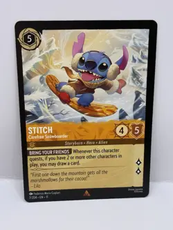 Disney Lorcana Winterspell 7/204 Stitch Carefree Snowboarder Rare Mint - Image 1