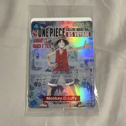 One Piece Monkey.D.Luffy College Basketball Promo Holo Card (Sealed) - Image 1