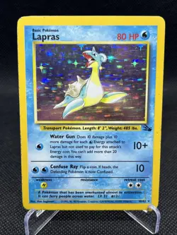 Pokemon TCG Lapras Fossil Holo Unlimited Rare Card 10/62 Vintage HP /MP - Image 1