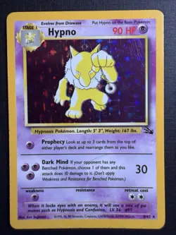 Pokemon TCG Hypno Fossil 8/62 Holo Rare 90 HP Dark Mind 1999 Wizards - Image 1