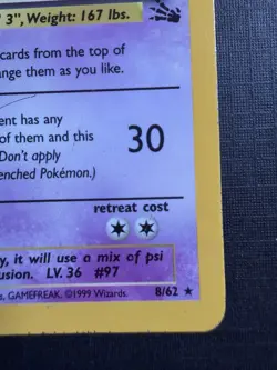 Pokemon TCG Hypno Fossil 8/62 Holo Rare 90 HP Dark Mind 1999 Wizards - Image 5