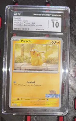 🔥Pokemon PIKACHU - 214 (Illustration Contest 2024) CGC GEM-MINT 10!!🔥 - Image 1