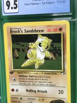 CGC Blue 9.5 (Now 10) Brock's Sandshrew Gym Heroes 1st Edition 71/132 VTG TCG - Image 4