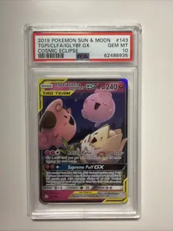 2019 Pokemon S&M Togepi & Cleffa & Igglybuff GX 143/236 Cosmic Eclipse PSA 10 - Image 1