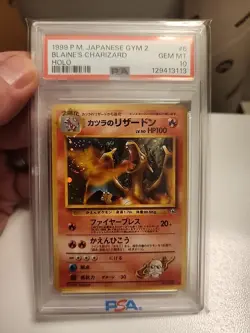 1999 Pokemon Japanese Gym 2 Holo Blaine's Charizard #6 PSA 10 🔥New Grade SWIRL - Image 3