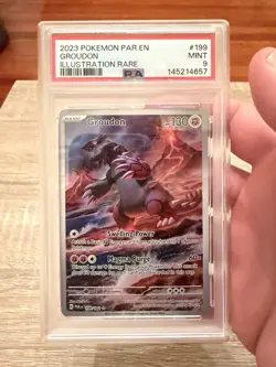 2023 POKEMON PAR EN-PARADOX RIFT ILLUSTRATION RARE #199 GROUDON PSA 9 - Image 1
