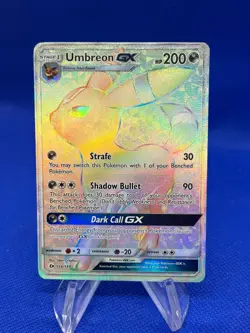 Pokemon Sun & Moon SM Base Set Umbreon GX 154/149 Rainbow Secret Rare DAMAGED - Image 1