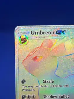 Pokemon Sun & Moon SM Base Set Umbreon GX 154/149 Rainbow Secret Rare DAMAGED - Image 3