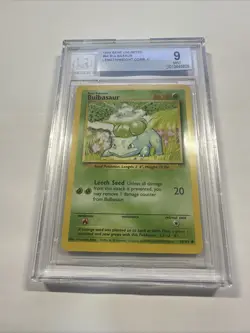 1999 Pokemon Base Set Unlimited Bulbasaur 44/102 BGS 9 MINT - Image 1