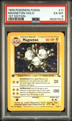 1999 Pokemon Fossil Magneton 1st Edition Holo Rare PSA 6 #11 NM-MT - Image 1