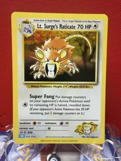 Pokemon Lt. Surge's Raticate 016/034 Classic Holo Rare NM #736 - Image 1