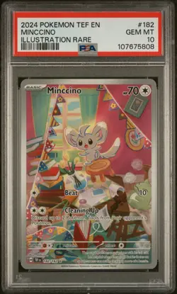 2024 POKEMON TEMPORAL FORCES MINCCINO ILLUSTRATION RARE 182/162 GEM MINT PSA 10 - Image 1
