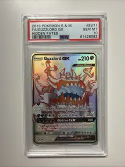 2019 POKEMON SUN & MOON HIDDEN FATES #SV71 FULL ART/GUZZLORD GX PSA 10 - Image 1