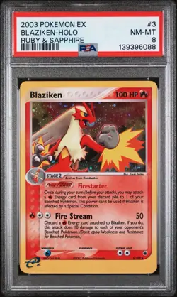 2003 POKEMON EX RUBY & SAPPHIRE #3 BLAZIKEN-HOLO RUBY & SAPPHIRE PSA 8 - Image 1