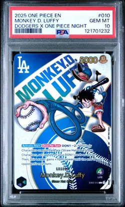 PSA 10 One Piece 2025 Dodgers MONKEY D LUFFY One Piece Night GEM MINT - Image 1
