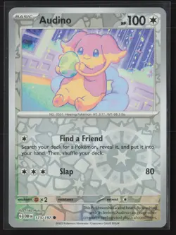 Audino Common SV03: Obsidian Flames 173/197 NM Pokemon Card Reverse Holo - Image 1