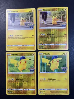 Pokemon Go English Pikachu Holo & Reverse Holo 4 Card Set 027 & 028/078 RARE - Image 1