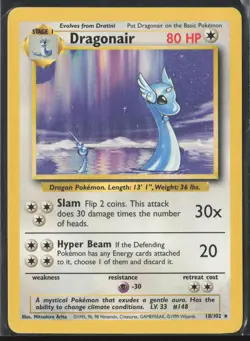 Dragonair Rare Base Set 018/102 HP Pokemon Card - Image 1