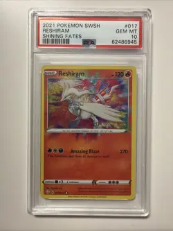 Pokemon TCG Reshiram Shining Fates Holo Card 017/072 Amazing Rare PSA 10 - Image 1