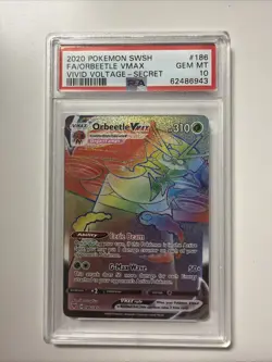 Pokemon Card Orbeetle VMAX 186/185 Holo Vivid Voltage PSA 10 GEM MINT - Image 1