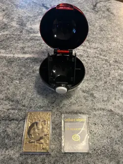 Pokemon Jigglypuff Trading Card 23K Gold Plated 1999 Burger King w/ COA & Ball - Image 2