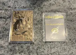 Pokemon Jigglypuff Trading Card 23K Gold Plated 1999 Burger King w/ COA & Ball - Image 3