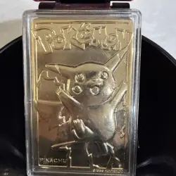 1999 Pikachu Pokemon 23k Gold Plated Trading Card Burger King In Case - Image 2