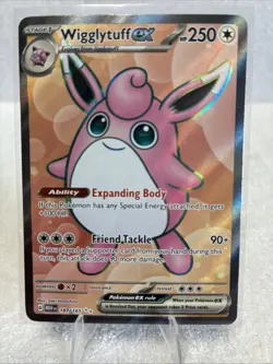 WIGGLYTUFF EX 187/165 LP FULL ART HOLO SUR SCARLET & VIOLET 151 POKEMON CARD TCG - Image 1
