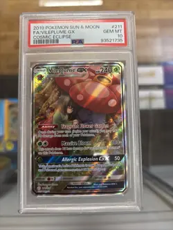 2019 Pokemon Sun & Moon Cosmic Eclipse Vileplume GX #211/236 PSA 10 - Image 1