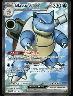 Pokemon Cards Blastoise ex 184/165 151 Ultra Rare NM - Image 1