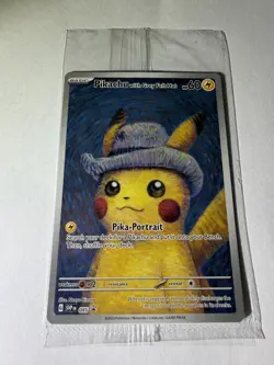 PIKACHU VAN GOGH WITH GREY FELT HAT SVP EN 085 PROMO POKEMON CARD-SEALED - Image 1