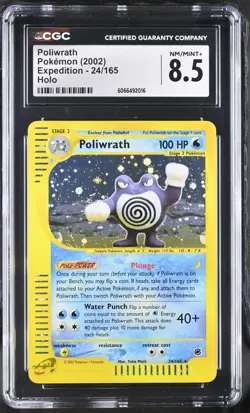 Poliwrath 24/165 Expedition Base Set CGC 8.5 Holo E-Reader Vintage Pokemon Card - Image 1