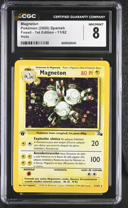 CGC 8 SPANISH Magneton 2000 Fossil - 1st Edition 11/62 Holo Pokemon Card - Image 1