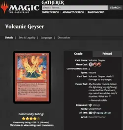 1996 MTG Magic The Gathering Mirage #202 Volcanic Geyser Vintage Uncommon WOTC - Image 3