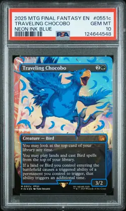 2025 MTG FINAL FANTASY COLORFUL CHOCOBOS-NEON INK BLUE TRAVELING CHOCOBO PSA 10 - Image 1