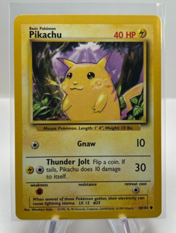 Pikachu (Yellow Cheeks) 58/102 Pokemon CCG Base set LP to NM non-holo - Image 1