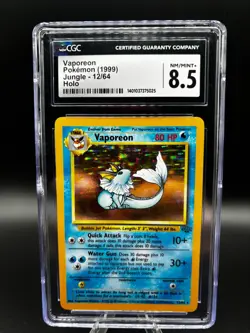 GRADED POKEMON CGC 8.5 VAPOREON 1999 Jungle 12/64 HOLO - Image 1