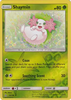 Lightly Played Shaymin - 15/156 - Holo Rare - Reverse Holo Pokemon Ultra Prism - Image 1