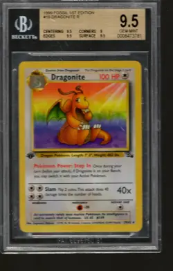 Dragonite Pokemon TCG 1999 Fossil 1st Edition Rare 19/62 WOTC BGS 9.5 GEM MINT - Image 1