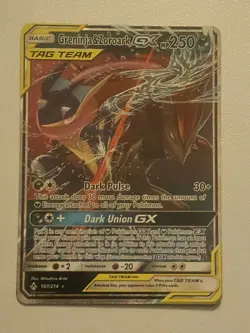 Pokemon Greninja & Zoroark GX Ultra Rare TAG TEAM Holo Sm-Unbroken Bonds 107/214 - Image 1