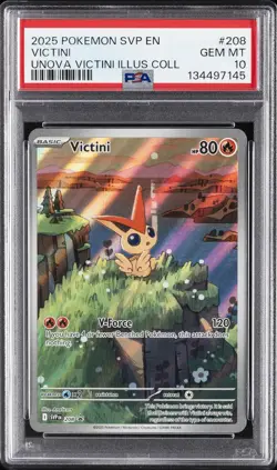 2025 POKEMON SVP EN-SV BLACK STAR PROMO #208 VICTINI PSA 10 - Image 1