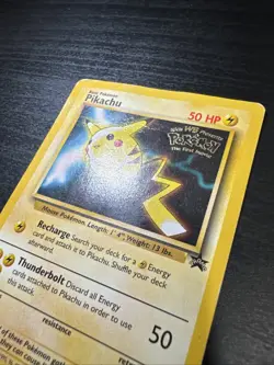 Pikachu 4 Black Star Promo Pokemon The First Movie Stamped DMG - Image 5