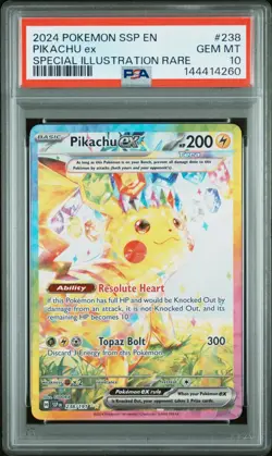 2024 POKEMON PIKACHU EX 238 SPECIAL ILLUSTRATION RARE SURGING SPARKS PSA 10 - Image 1